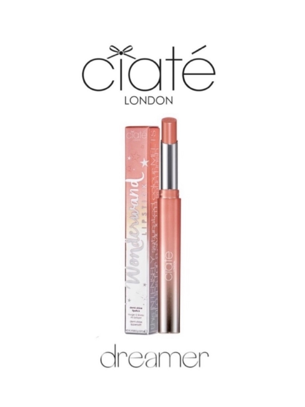 Ciate London Wonderwand Lipstick Demi Shine Lipstick in Dreamer - A Nude Peach